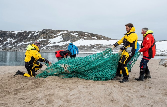 Beach cleanup at Cape Bruun, Svalbard
